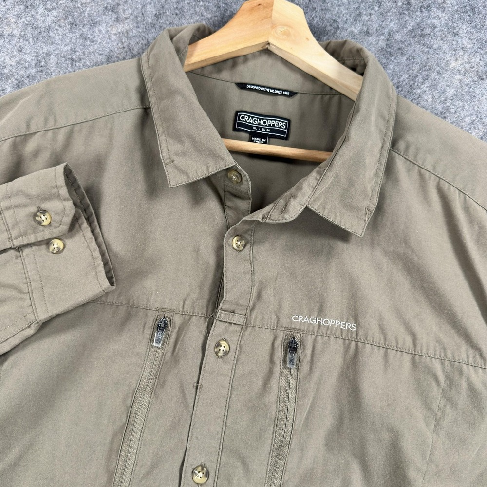 Craghoppers Solarshield Shirt Mens XL Brown Hiking Travel Outdoor Long Sleeve